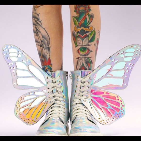 holographic butterfly boots